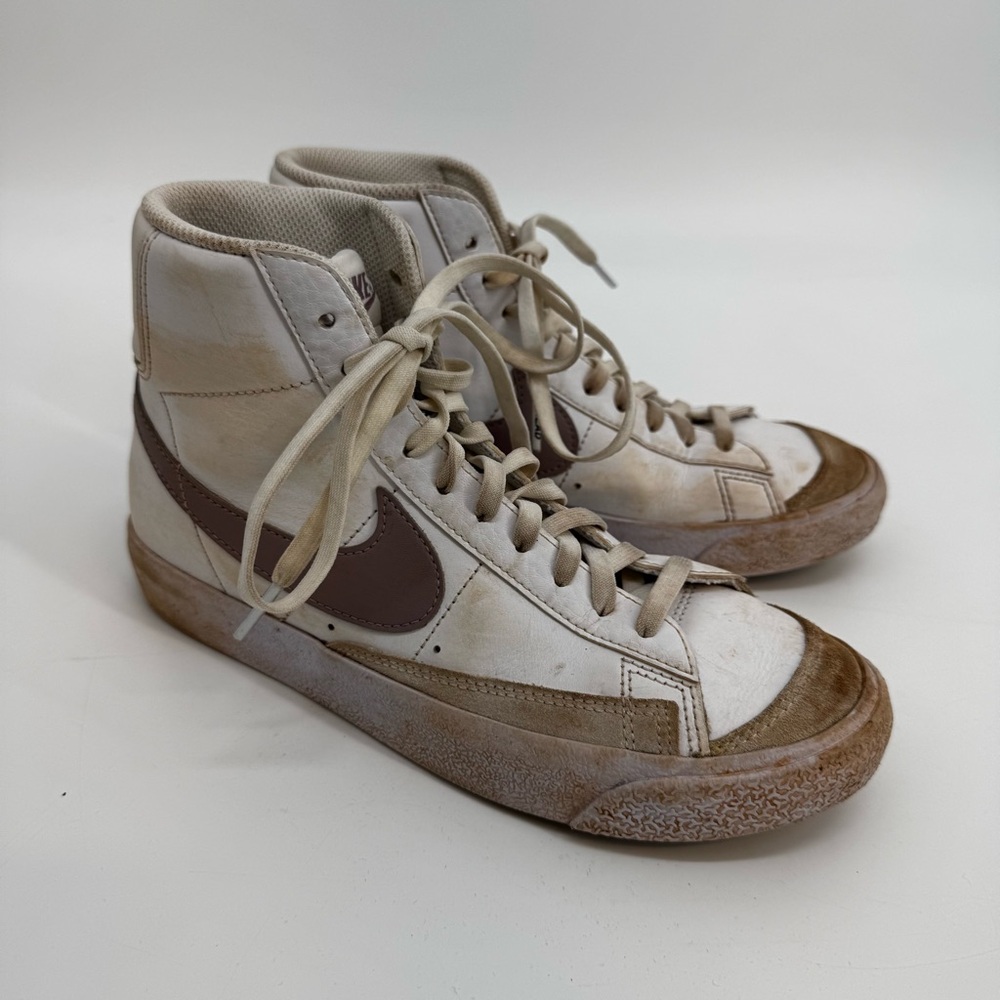 Nike Blazers Cream and White High-Top Sneakers 5 Y